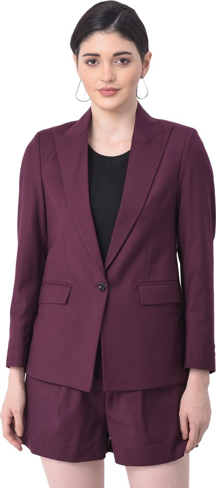 Audstro women wine formal blazer suit Solid Women Suit Buy