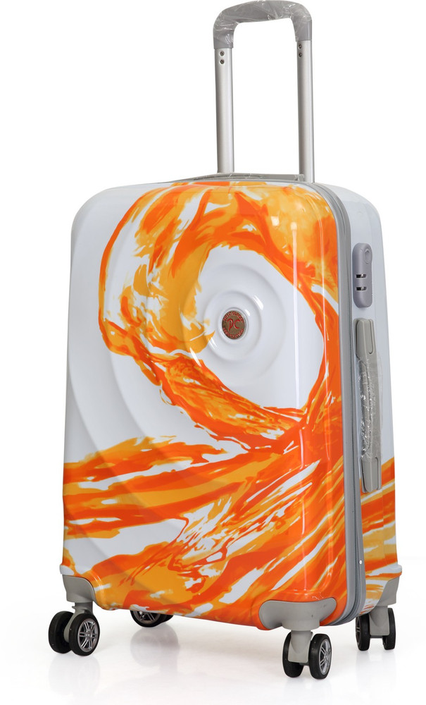 POLO CLASS Casual Polycarbonate Orange Trolley bag 24 inches 55 Ltr Check in Suitcase 4 Wheels 24 inch