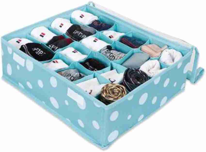 S.V.Enterprises 24 Compartments Undergarment Organizer Storage Box with Lid  for Drawers, Bra, Socks, Tie, Lingerie Organizer for Wardrobe Blue - Price  in India