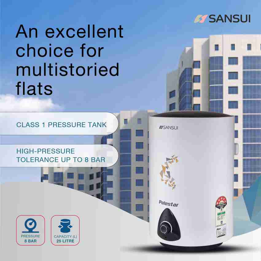 Sansui 25 L Storage Water Geyser With Pipes (Polestar, Sheen White) Price  in India - Buy Sansui 25 L Storage Water Geyser With Pipes (Polestar, Sheen  White) online at Flipkart.com