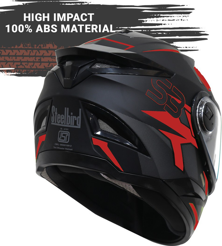 Steelbird SBH 17 Terminator Full Face Graphic Helmet in Matt Black