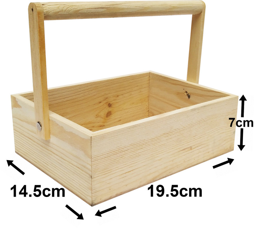woodcraft Rectangle Tray With Handle for Serving Gift Packing