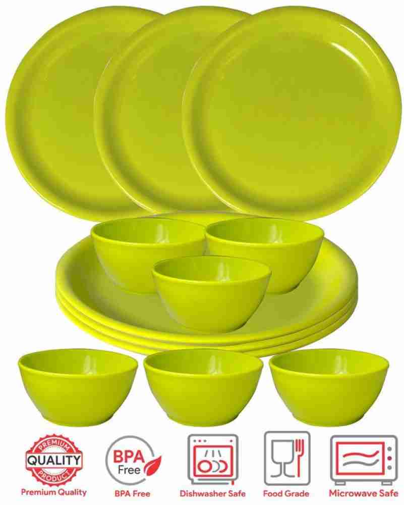 Buy Carry Green Plastic Microwave Safe Round Full Plates, Quarter Plates  And Bowl Set 18 Pc Online at Best Prices in India - JioMart.