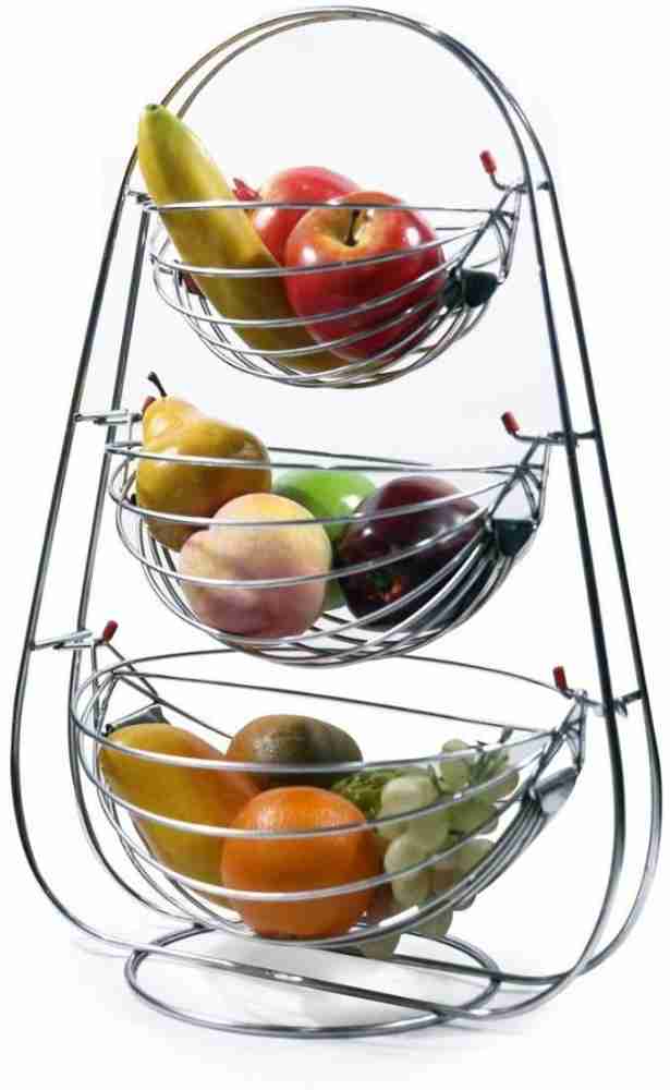 Fruit Basket Bowl, 3-Tier Storage for Kitchen Countertop Dining Table,  Detachable Metal Fruit Vegetable Snack Storage Holder (3 Tier)