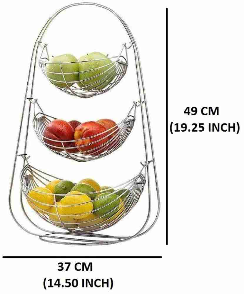 Fruit Basket Bowl, 3-Tier Storage for Kitchen Countertop Dining Table,  Detachable Metal Fruit Vegetable Snack Storage Holder (3 Tier)