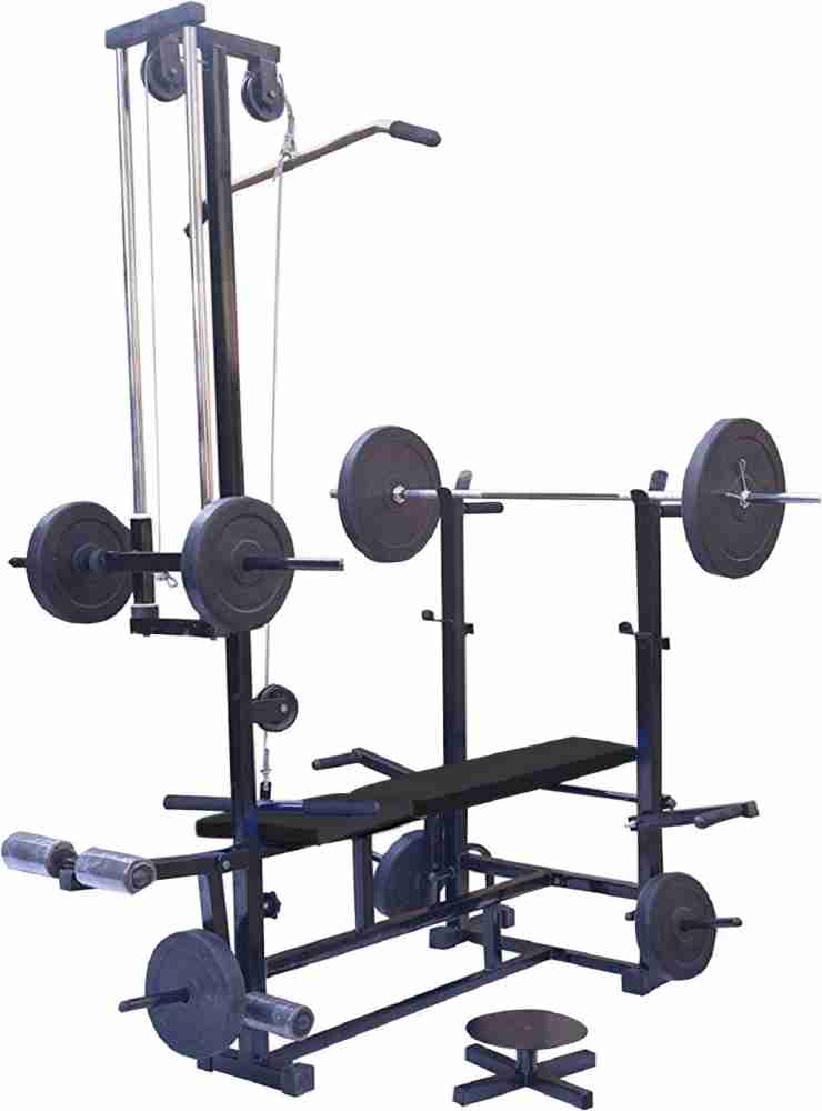 70kg rubber weight gym set with 20in1 gym bench,6ft rod & 4 Ft Curl rod
