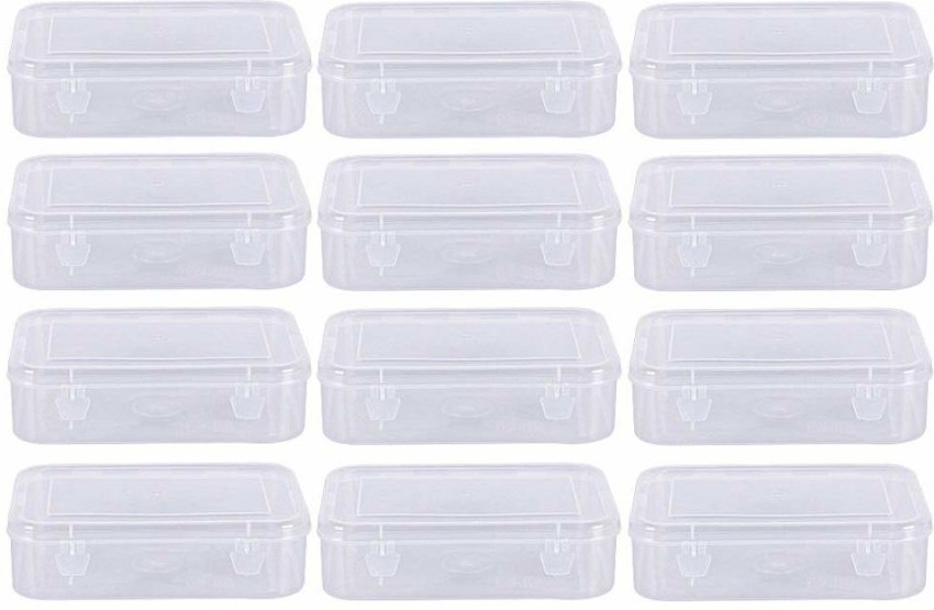 SRE SRE Rectangular Plastic Storage Boxes Keeper 33 for Small Storage  Things Jewellery/Dry Fruits/Stationery (White, Small Size; 12.5cm x 8.5cm)  