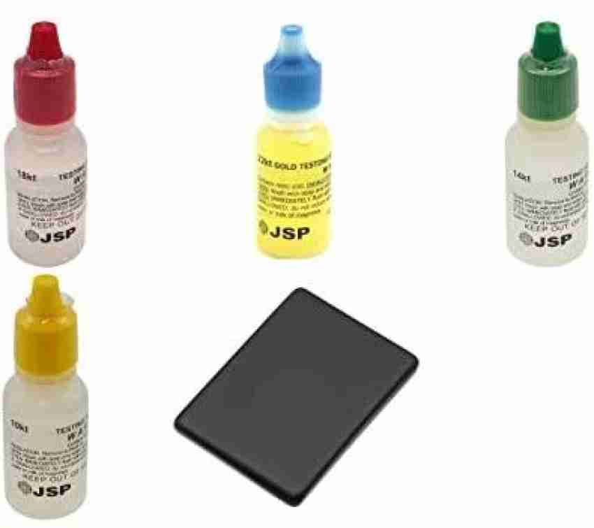 JSP Gold, Silver, and Platinum Testing Acid Solutions Kit With Test Stone 