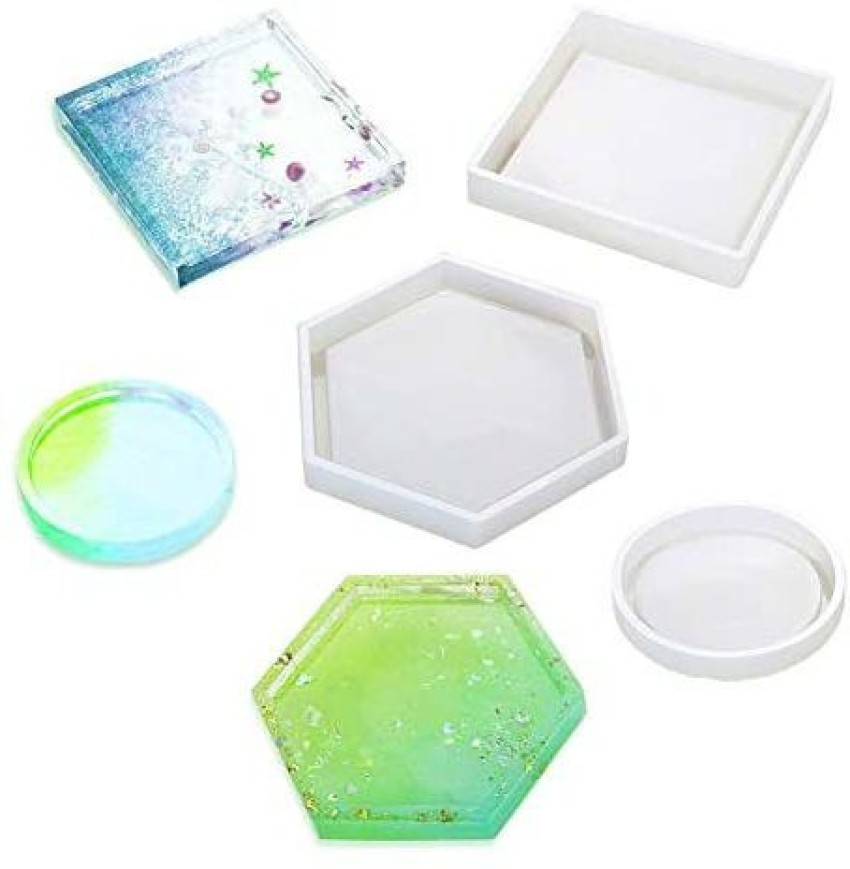 3 Pack Diy Coaster Silicone Mold, Epoxy Casting Molds Include Round,  Hexagon, Square Molds For Resin, Concrete, Cement . shop for ShopUniverse  products in India.