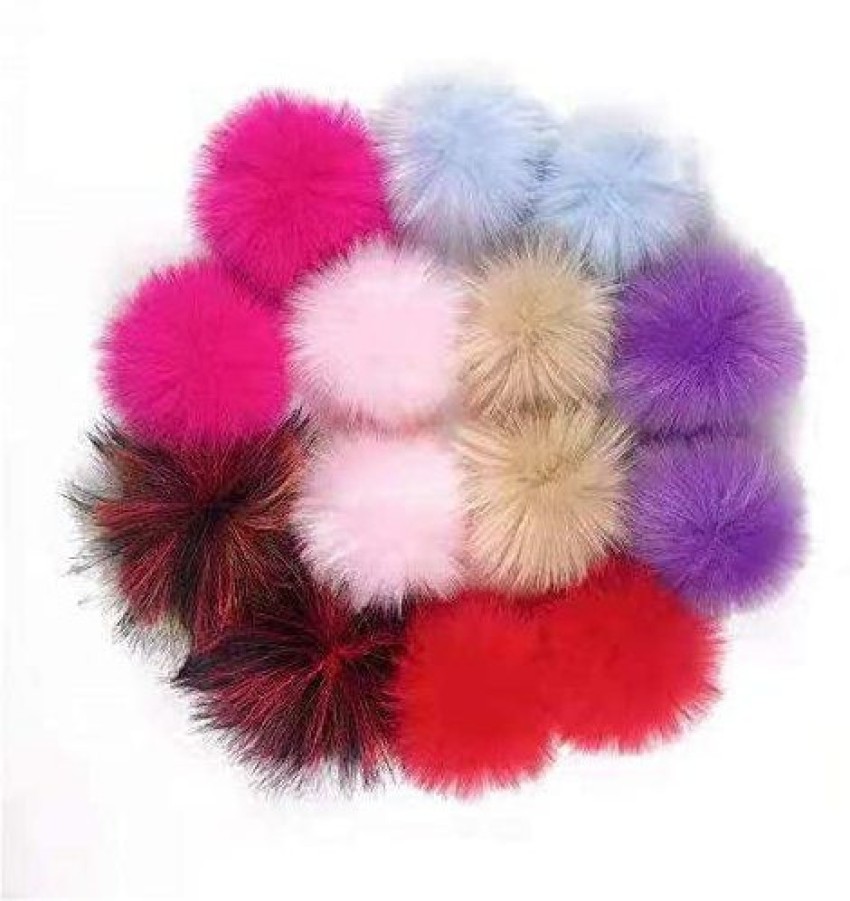  14 Pieces Faux Fur Pom Pom Balls for Hats DIY Faux Fur