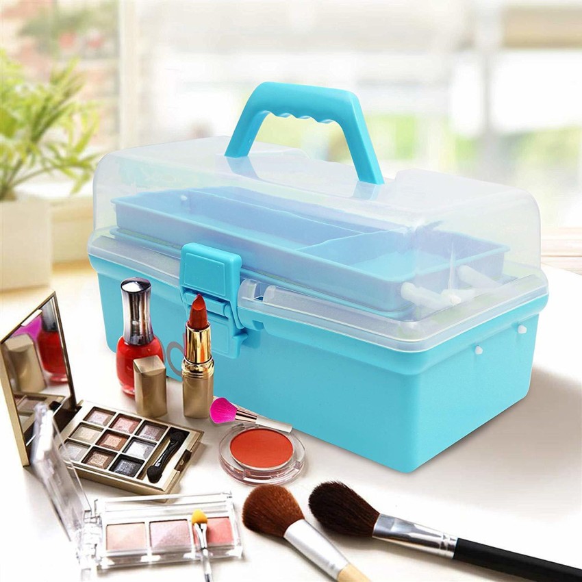 Portable Storage Box 2 Compartments Multifunctional 2 Layers Art Crafts Box