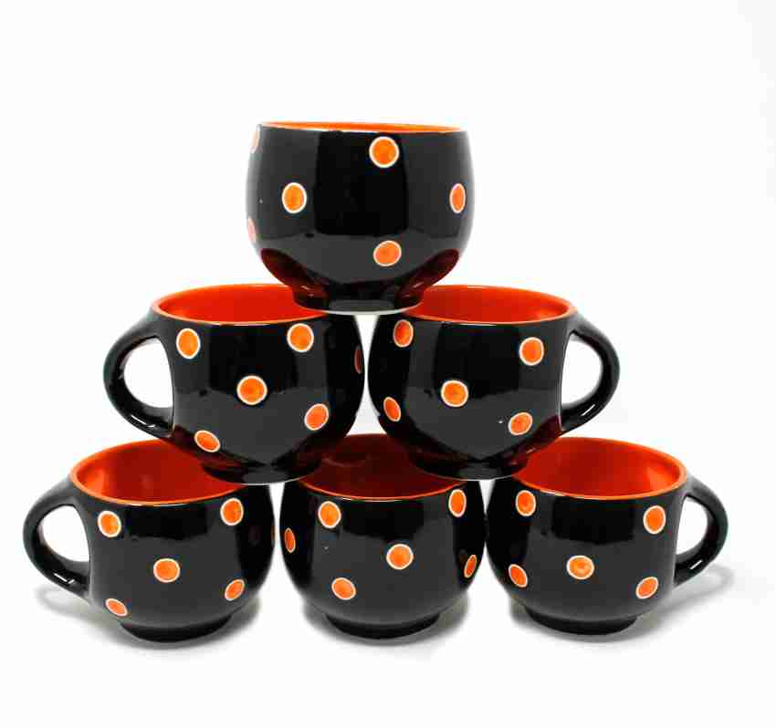 Buy The Earth Store Ceramic Handcrafted Microwave Safe Cream Polka Dot  Printed Tea Cup/Coffee Cup Set Ideal Best Gift for Friends, Family, Home,  Office use, Kitchen Cup Ceramic Coffee Mug (160 ml