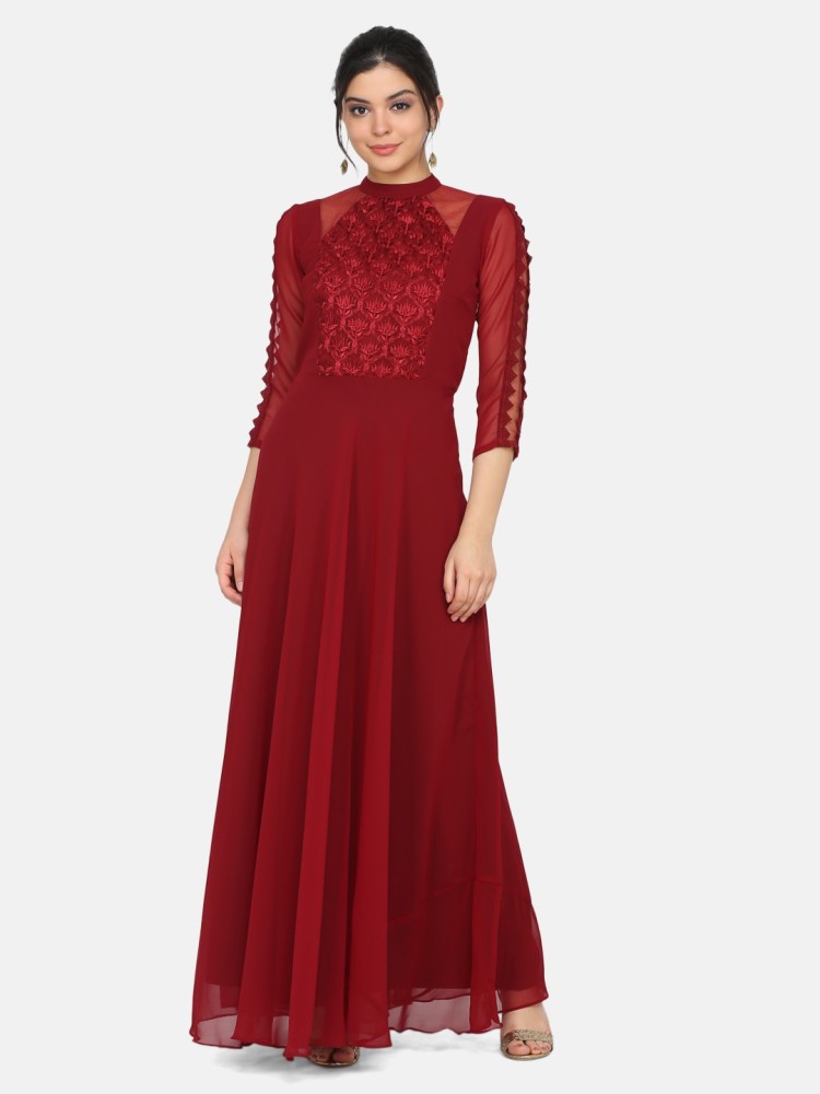 Eavan Women Maxi Maroon Dress Buy Eavan Women Maxi Maroon Dress Online at Best Prices in India Flipkart