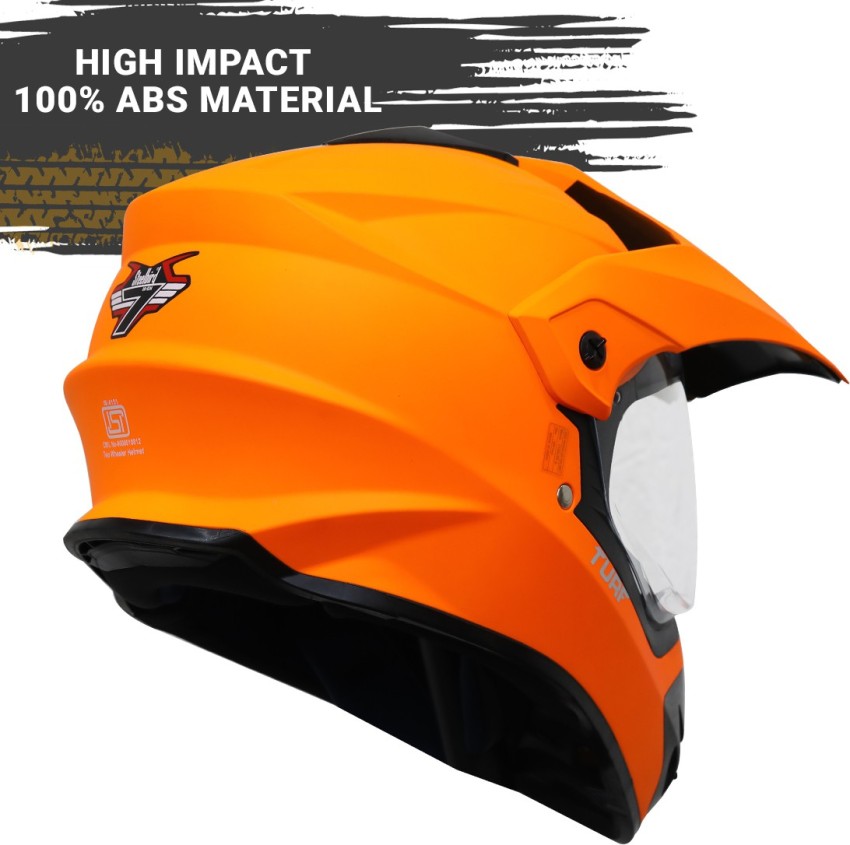 Steelbird Off Road Turf Motocross Helmet in Glossy Fluo Orange Motorbike  Helmet