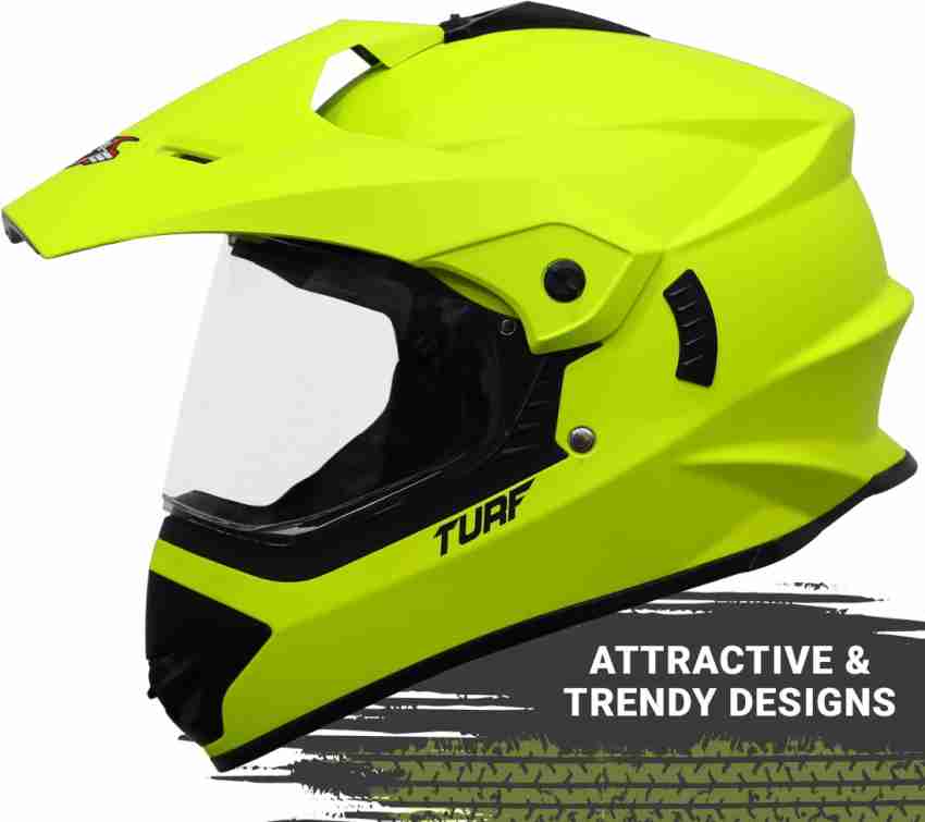 Steelbird Off Road Turf Motocross Helmet in Glossy Fluo Neon