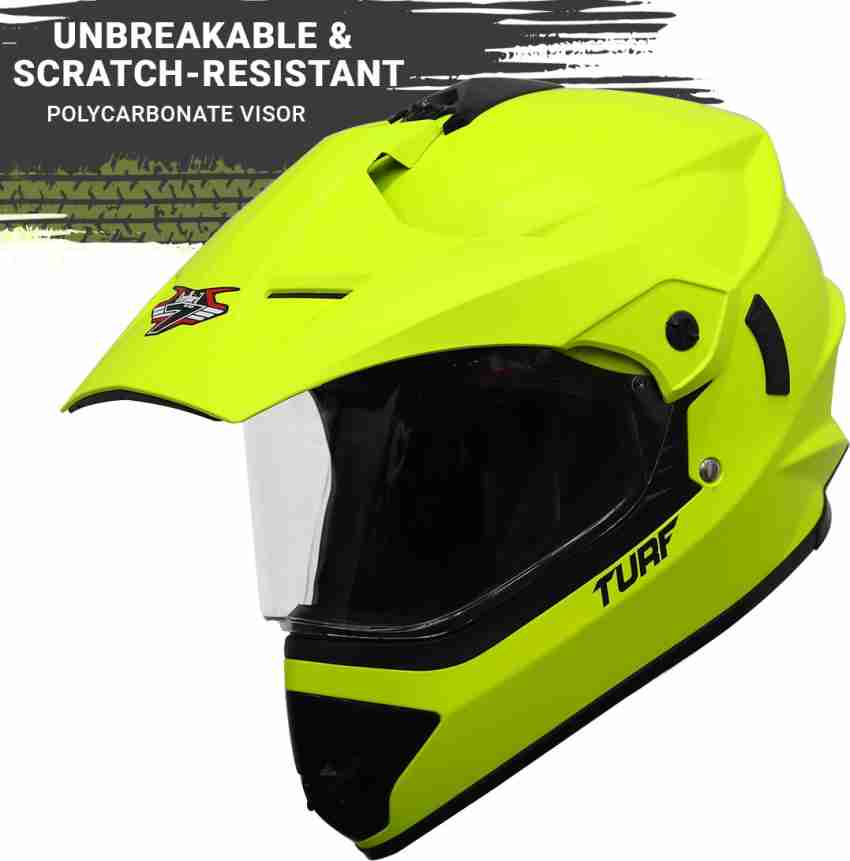 Steelbird Off Road Turf Motocross Helmet in Glossy Fluo Neon