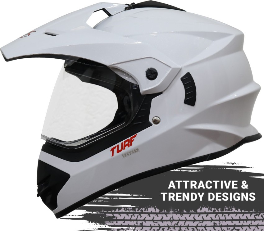 Steelbird Off Road TURF Motocross Helmet in Glossy White Motorbike