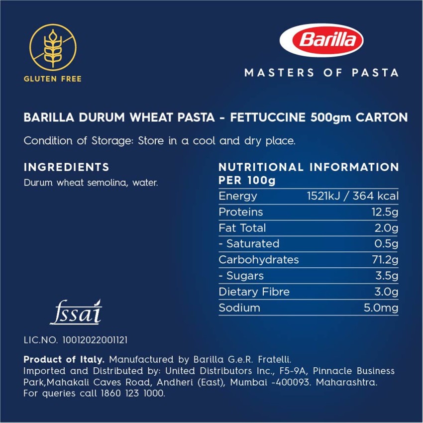 Barilla Durum Wheat Pasta Fettuccine Pasta Price in India - Buy