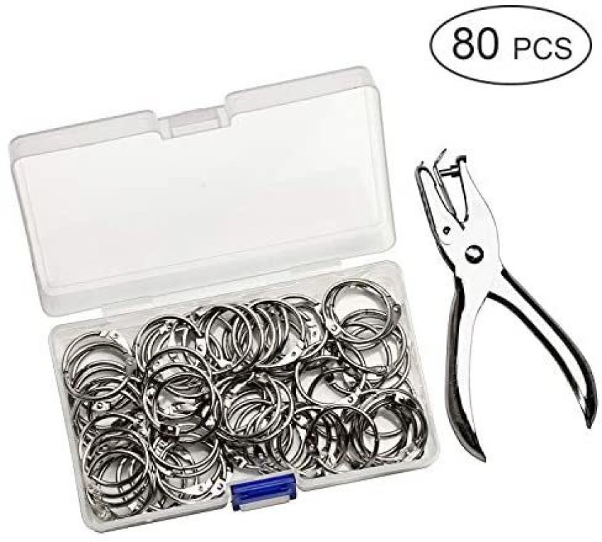 SINGARE 1 Pcs Hole Punchers Metal Paper Puncher Handheld Single Hole Punch  Pliers with 80 Pcs Binder Rings for Home Office Schoo - 1 Pcs Hole Punchers  Metal Paper Puncher Handheld Single