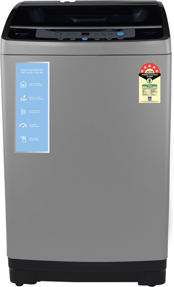 MOTOROLA 10.5 kg Smart Wi Fi Enabled Inverter Technology Fully Automatic Top Load Washing Machine Grey