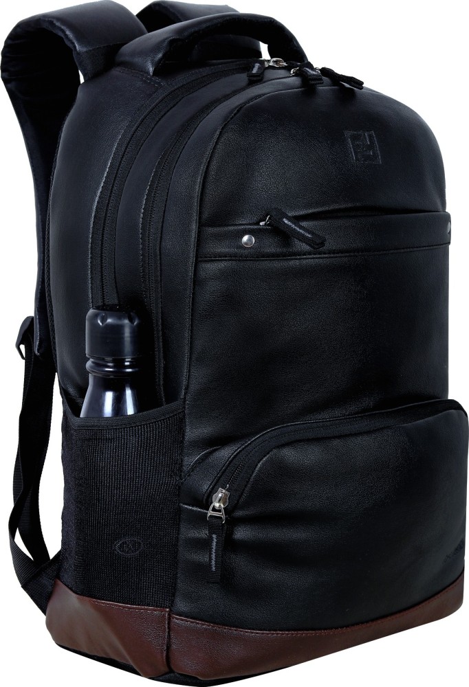 Black leather fashion discount backpack