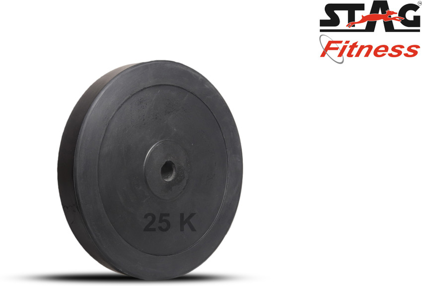 STAG Fitness 50 Kg Rubber Weight Plate 25kg X 2 Black Weight