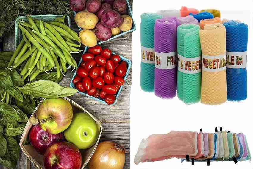 INCPIXEL Fridge Vegetable and Fruit Reusable Net Bag Pack of 24 Grocery Bags