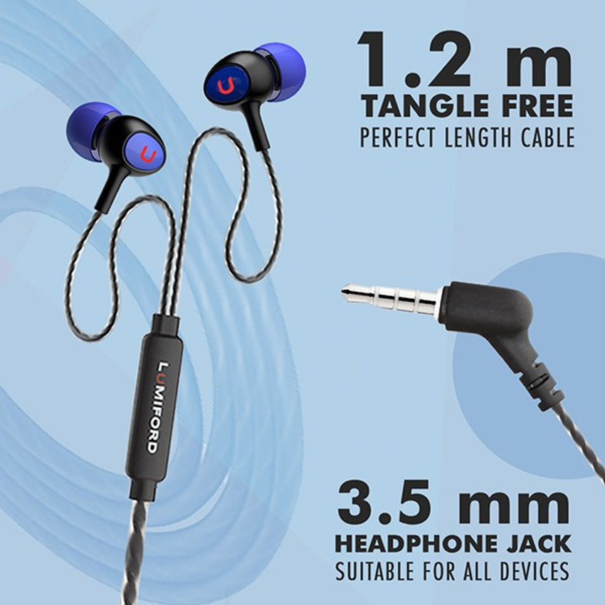 LUMIFORD Ultimate Series U20 in Ear Wired Earphones with HD mic 10mm Hi Fi Bass Dynamic Drivers Passive Noise Cancellation with Tangle Free Cable Blue Wired Gaming Price in India Buy LUMIFORD Ultimate