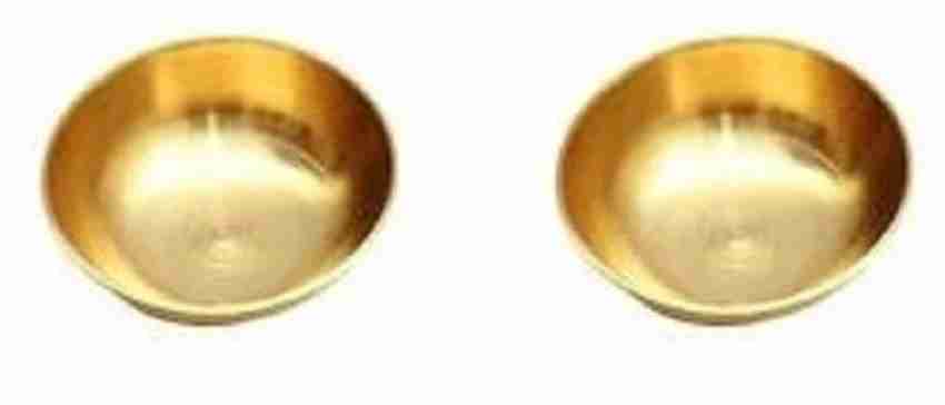 (Set of 5 Pooja Items) Brass Pooja Bhog Thali Set Small | Size - 4 inches FS