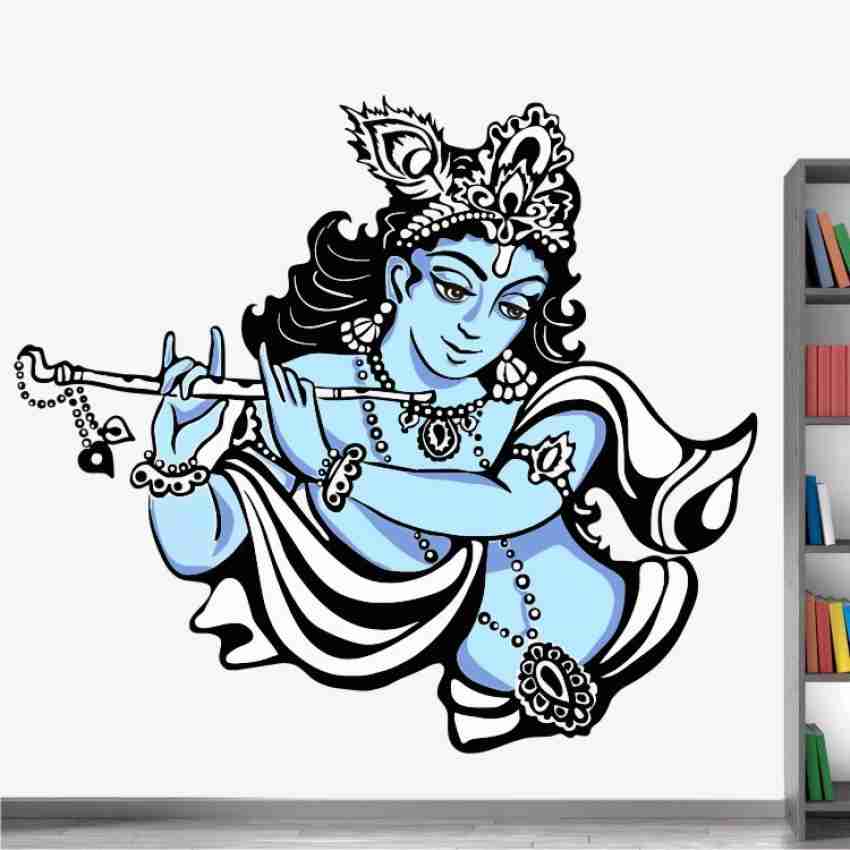 lord krishna with flute drawings