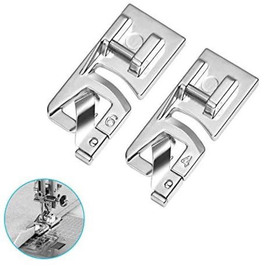 HQMaster Narrow Rolled Hem Presser Foot Sewing Machine Roll Roller Hemmer  Press Feet 4mm & 6mm Set Fits Most Low Shank Snap-On Si - Narrow Rolled Hem  Presser Foot Sewing Machine Roll