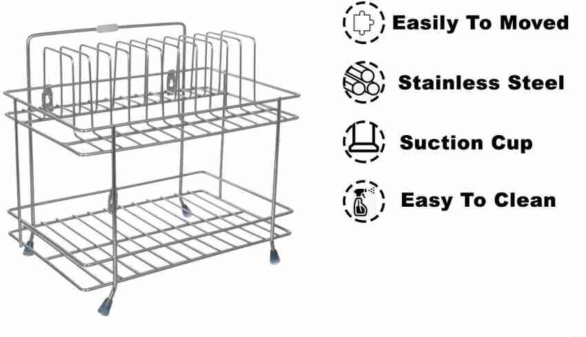 Stainless Steel 2 Layer Plate & Bowl Stand Kitchen Stand