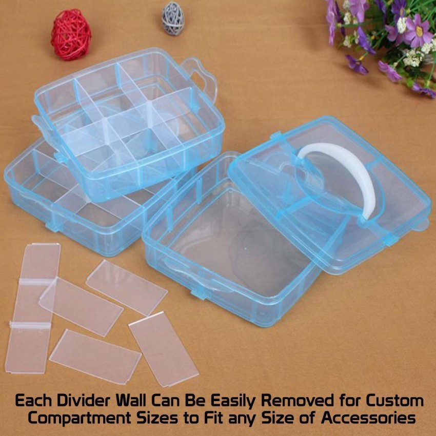 MAAUVTOR Multi Compartment Plastic Storage Box with 3 Removable