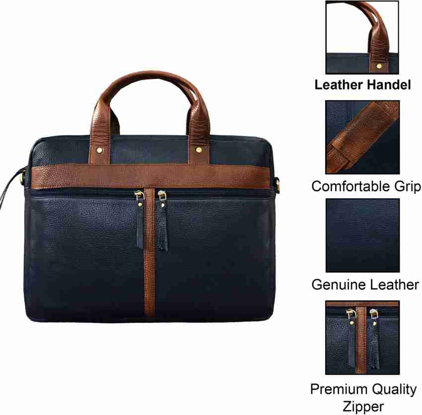 Blofinche Laptop Messenger shoulder bag: Genuine Leather work Briefcase  13.3 15.6 inch designer handbag