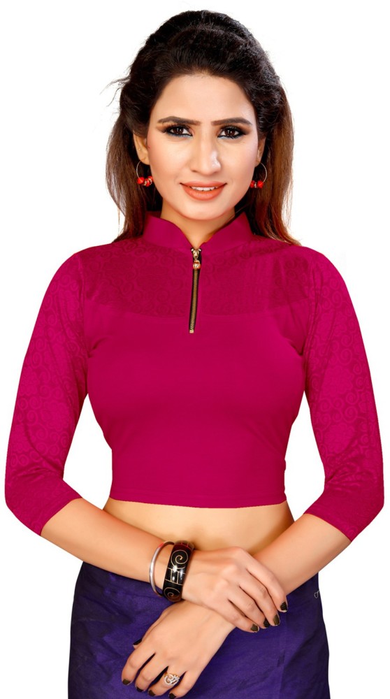 Band collar hot sale blouse design