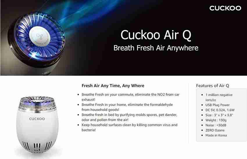 CUCKOO Room Portable Air Purifier for Multi Purpose Uses Healthy