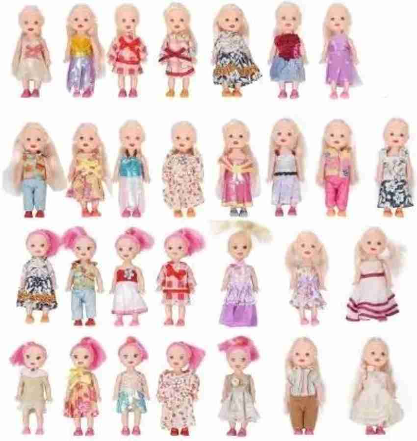 WHITE POPCORN 4 Inch Mini Dolls with Colorful Clothes Pack of 30