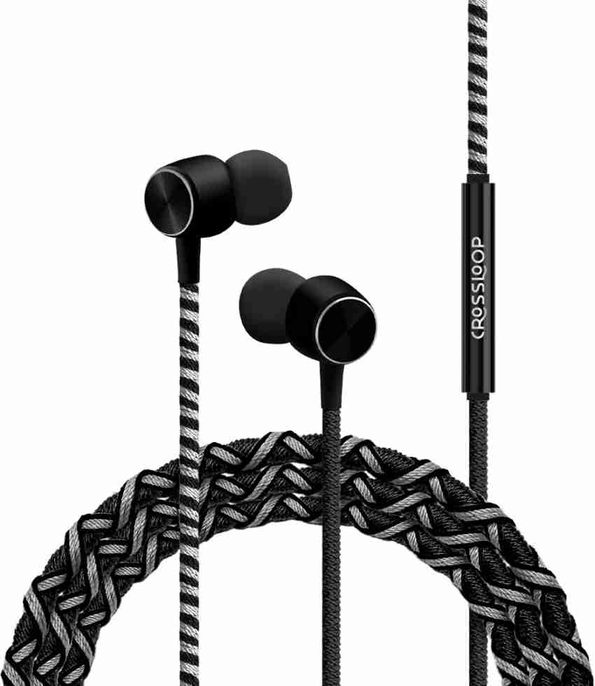 CROSSLOOP PRO Series Braided Tangle Free Designer Earphone with Metallic Driver for Extra Bass in Line Mic Multi Functional Remote with Voice