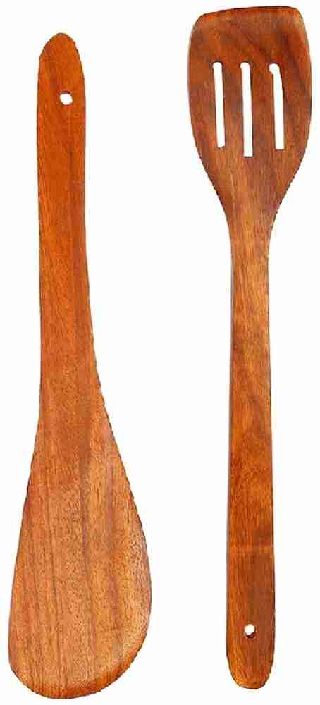 Meswarn Wooden Flat Stir Fry Spatula for Cooking Wood Spoon with