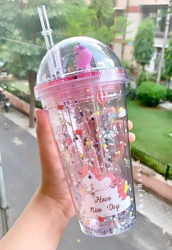 The Little Angels Unicorn Transparent Sipper Water Bottle Mason