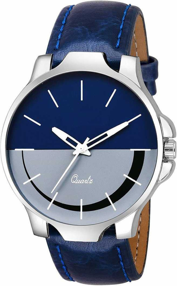 zendro MEN 402 BLUE LEATHER BELT NEW ARRIVAL ROUND DIAL ANALOG