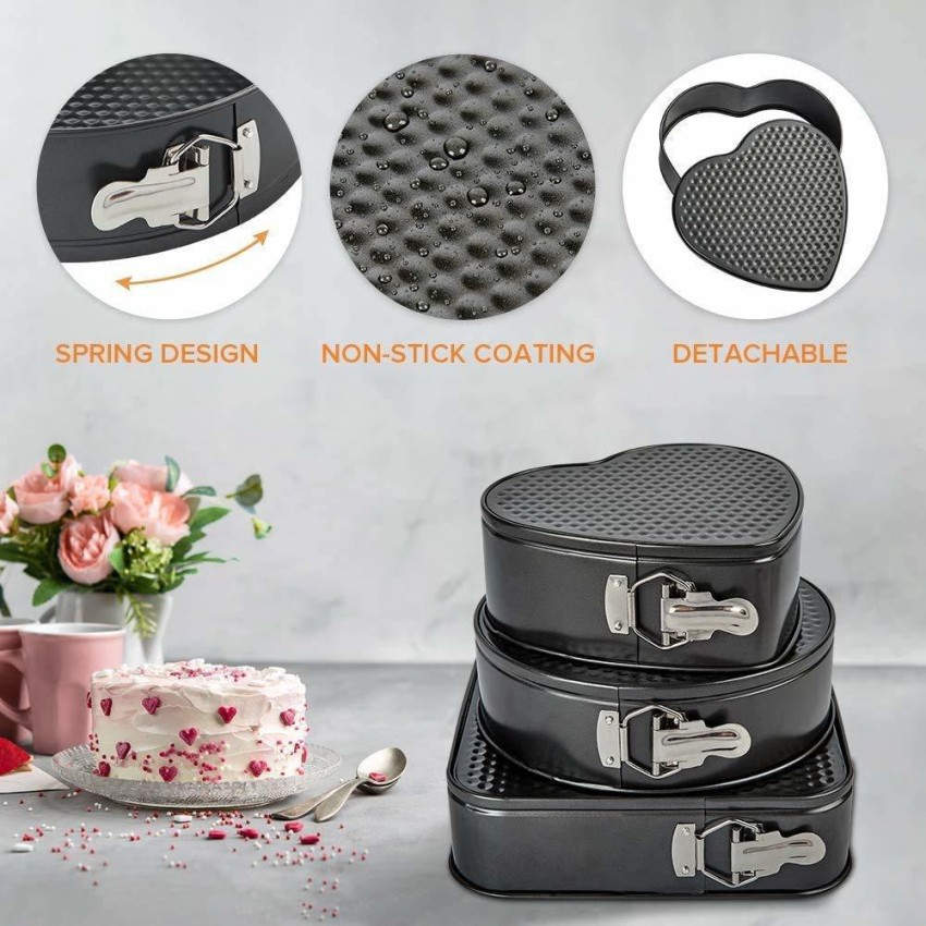 3PCS/SET Carbon Steel Cakes Molds Square Heart Type Removable Cake
