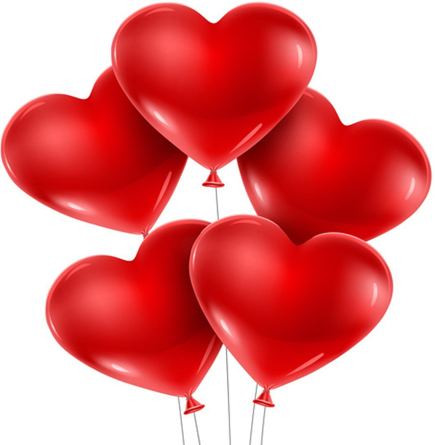 Aone Solid Cute Red Heart Shape Balloons Party Balloons for Birthday Parties anniversary and festivals pack of 50Pcs Balloon