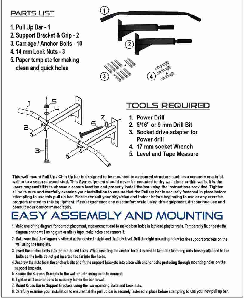 Pioneer PULL UP BAR Commerical Heavy Duty 180kg Load Pull up Bar