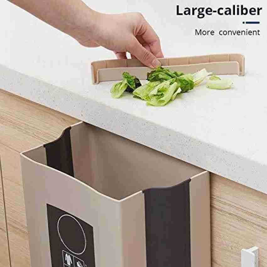 1pc 9l Foldable Kitchen Trash Can With 15 Garbage Bags, Door Hanging Trash  Can For Home And Car Use