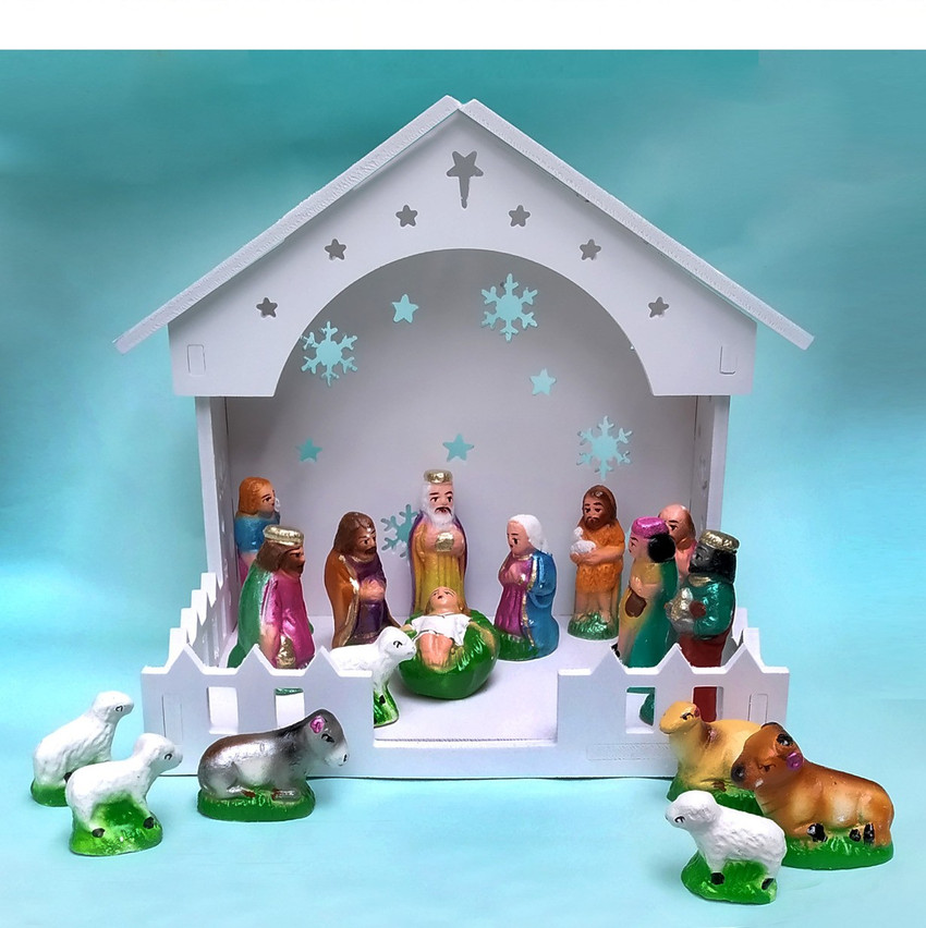 crystal bloom Christmas Crib Set Christmas Nativity Set Crib