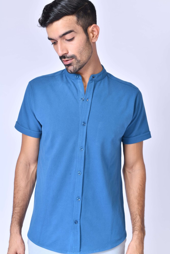 Beyours Men Solid Casual Blue Shirt - Buy Beyours Men Solid Casual