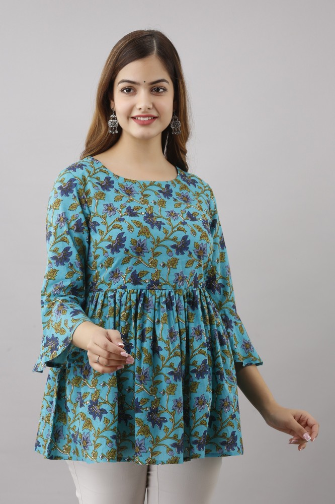 FASHION SEA Casual Printed Women Light Blue Top - Buy FASHION SEA Casual  Printed Women Light Blue Top Online at Best Prices in India