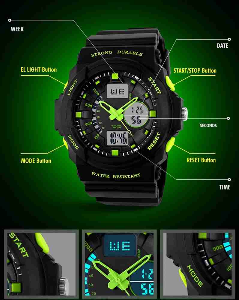 ARKHASA 0955 Green Original Skmei 0955 Analog Digital Watch For