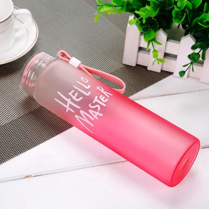 Reusable Glass Water Bottle High Quality 450ml with Lid Hello Master  Graphic